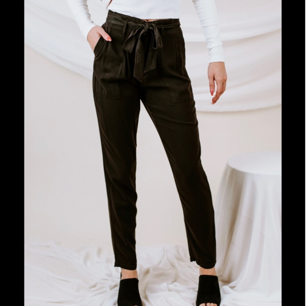 NWT Rag Poets Black Lombardy tie waist pants
